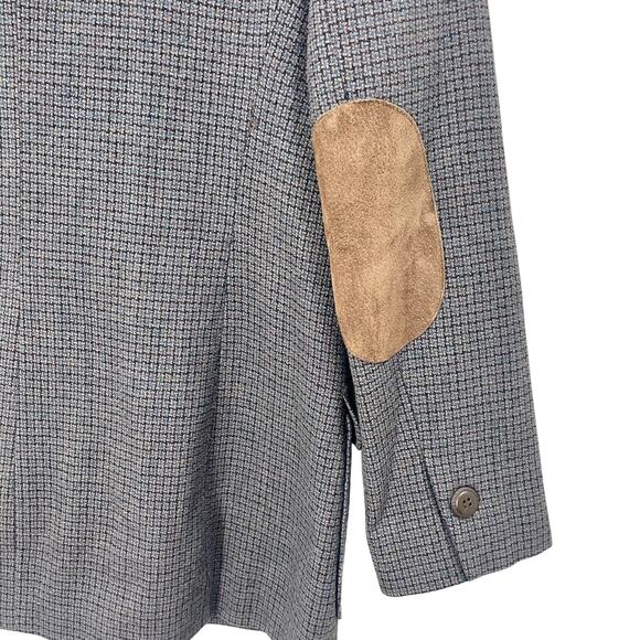 Vintage 80s Harve Bernard Wool Houndstooth Academia Blazer Sz 8 Elbow Patch - Picture 4 of 9